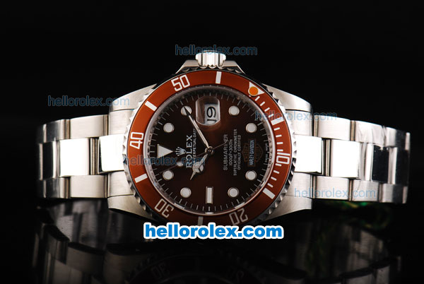 Rolex Submariner Swiss ETA 2836 Automatic Movement Full Steel with Brown Dial and Brown Bezel - Click Image to Close